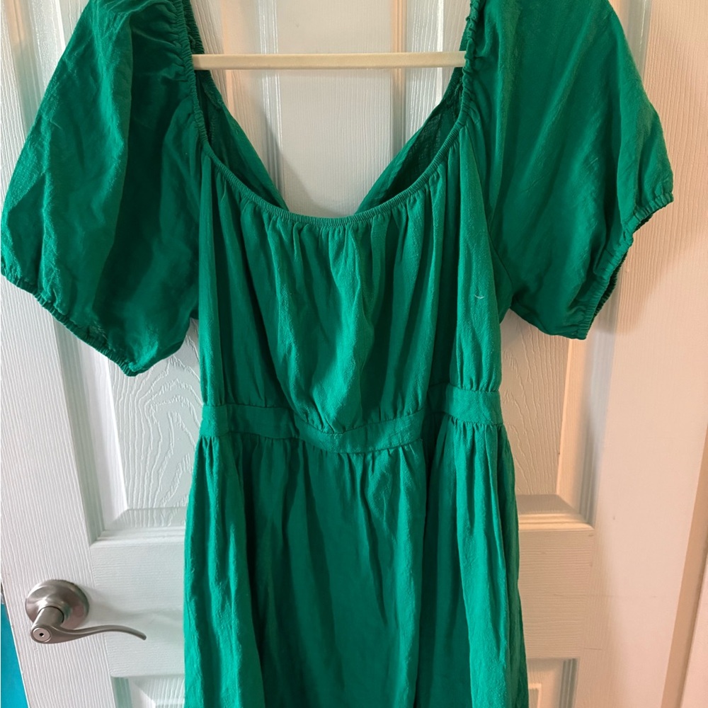 Green Puff Sleeve Dress